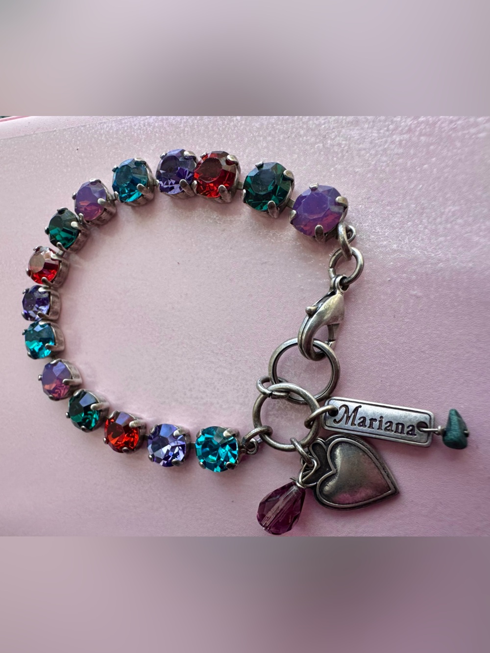 Mariana Multicolor Swarovski Crystal Bracelet - Purple, Teal, Rust